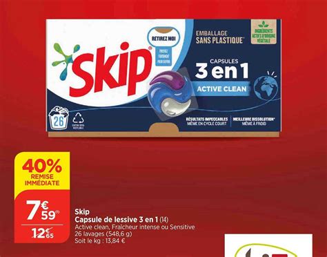 Promo Skip Capsule De Lessive 3 En 1 Chez Bi1 ICatalogue Fr