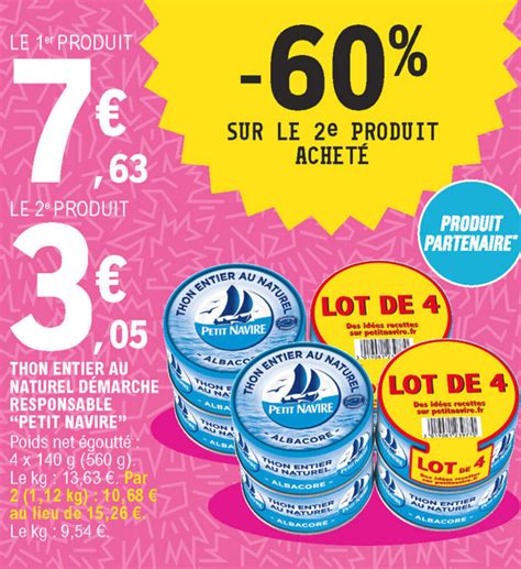 Promo Thon Entier Au Naturel D Marche Responsable Petit Navire Chez E