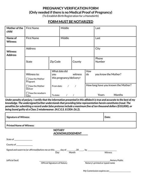 Free Pregnancy Verification Forms Word Pdf