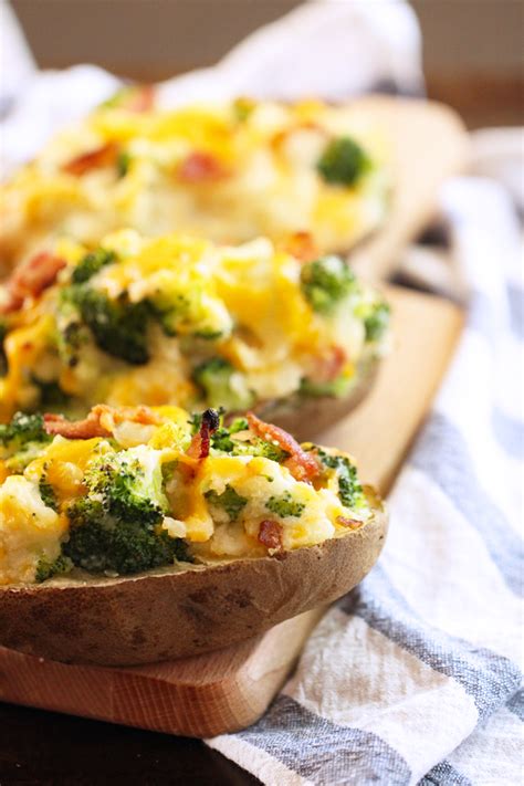 Twice Baked Potatoes Stuffed With Bacon Broccoli Cheddar