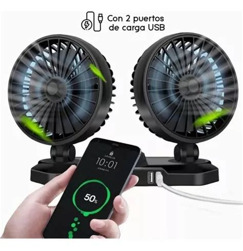 Ventilador De Coche De Doble Cabeza Recargable Usb Dual Meses Sin Inter S