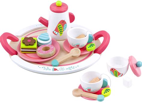 Wooden Toy Tea Set Pink and White - My Wooden Toys