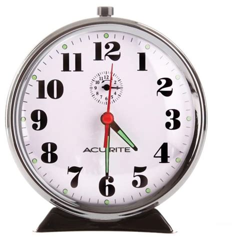 Acu Rite Quartz Keywound Loud Ring Metal Case Black Nickel Body Alarm Clock Home Hardware