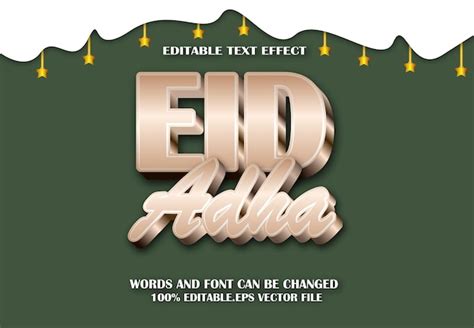 Eid Adha Efecto De Texto Editable Estilo De Lujo 3d Vector Premium