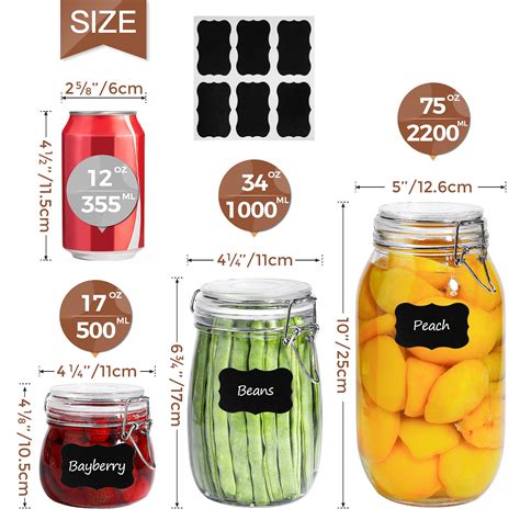 Comsaf Airtight Glass Canister Set Of With Lids Oz Food Storage Jar