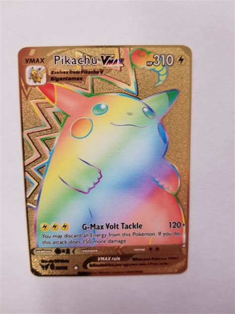 Metal Pokemon Card Pikachu VMAX Gold | Etsy