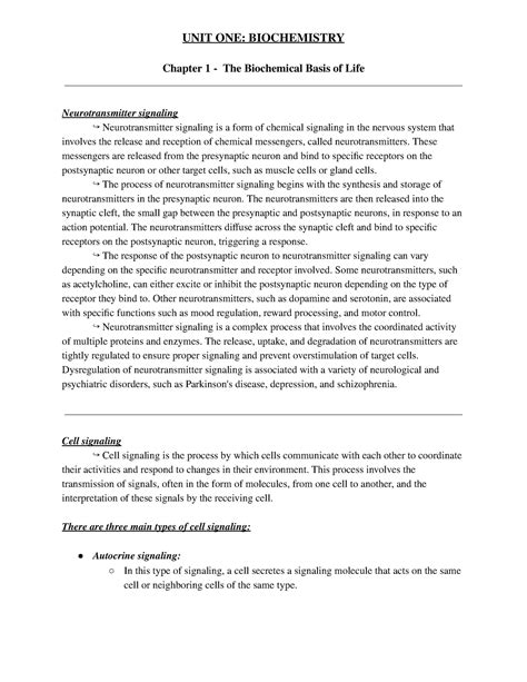 Biochemistry Chapter Section Pt Unit One Biochemistry Chapter