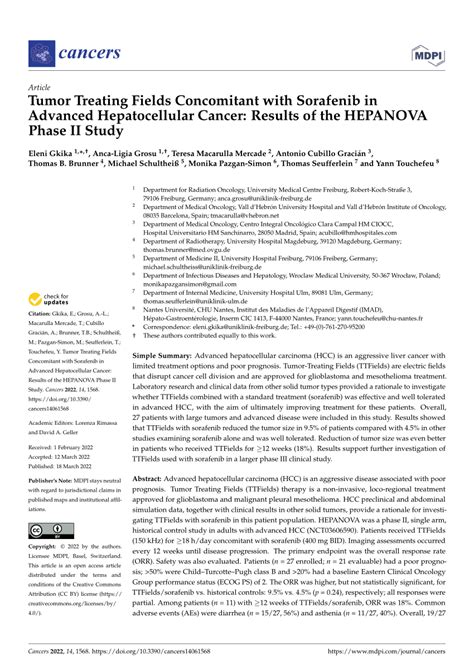 Pdf Tumor Treating Fields Concomitant With Sorafenib In Advanced