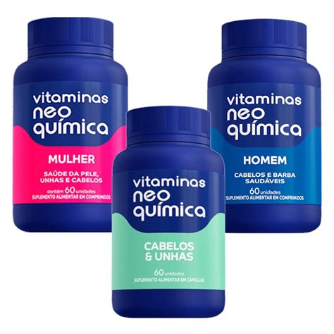 Kit Vitamina Neo Qu Mica Homem Mulher Cabelos E Unhas C Psulas