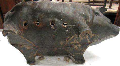 Vintage Cast Iron Pig Barbecue Grill 15l X 7w X 6 12h