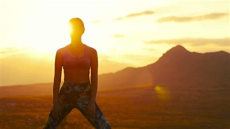 Woman Doing Yoga At Sunset Image Free Stock Photo Public Domain