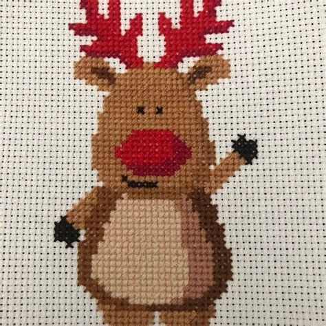 Funny Moose Cross Stitch Pattern Pdf Easy Reindeer Crossstich Chart