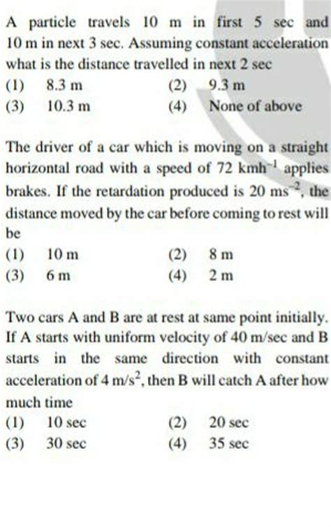 The Driver Of A Car Which Is Moving On A Straight Horizontal Road With A