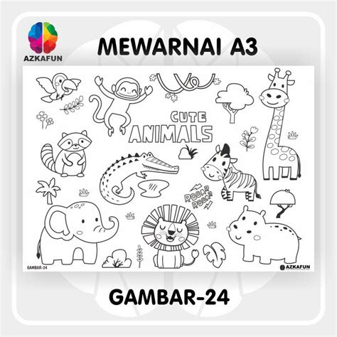 Jual Kertas Mewarnai A3 Hewan Di Darat Mewarnai Binatang Darat