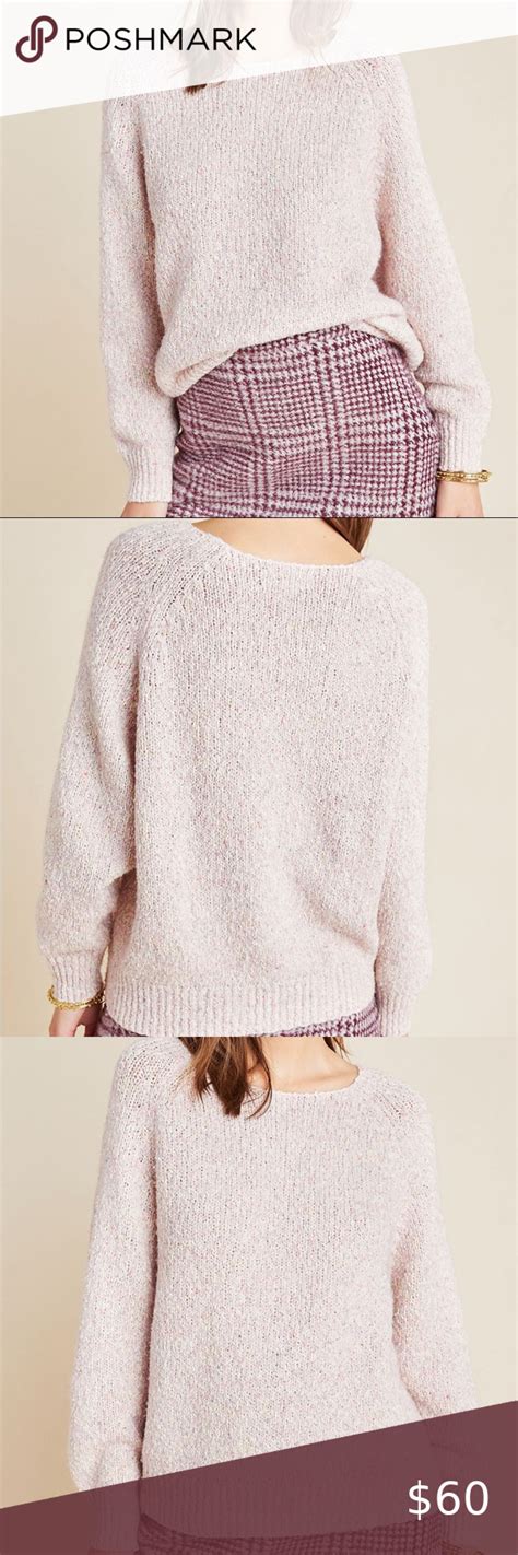 Anthropologie Light Pink Textured Sweater Size Lp Textured Sweater