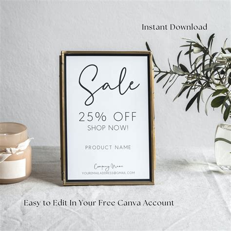 Editable Sale Sign Template, Printable Small Business Sign, Craft ...