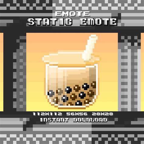 Cute Bubble Milk Tea Pixel Art Emote Twitch Boba Pixel Emote Etsy