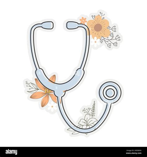 Stethoscope Sticker Floral Stethoscope Sticker Nurse Sticker Medical