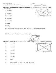 Quadrilaterals Summative Review Docx GSE Geometry B Unit 1 Study