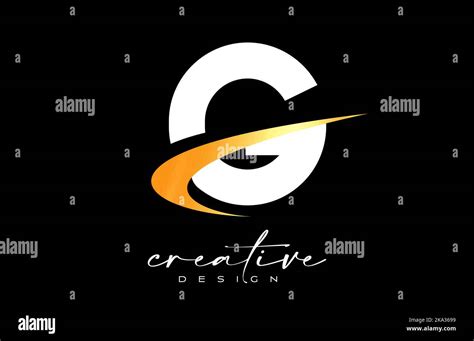 G Letter Logo Design With Creative Golden Swoosh Letter G Initial Icon