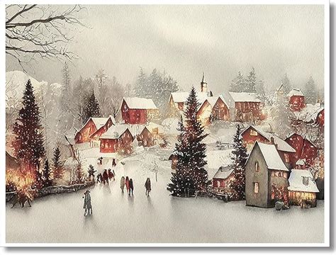 Amazon Christmas Prints Christmas Village Wall Art Rustic