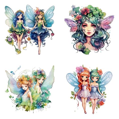 Premium Vector Cute Fairies Watercolor Vector Illustration