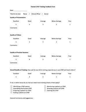 Fillable Online Rice360 Wildapricot Pumani CPAP Training Feedback Form