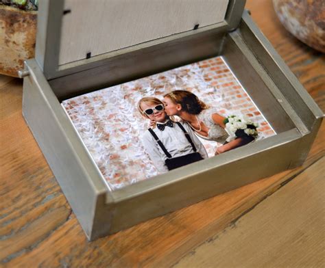 Handmade Wooden Keepsake Box W 5x7 Picture Frame Lid Pencil