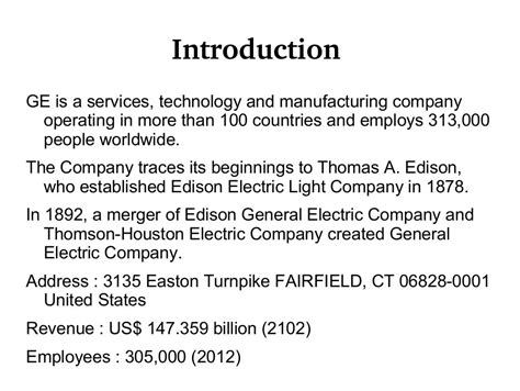 Ge Company Profile