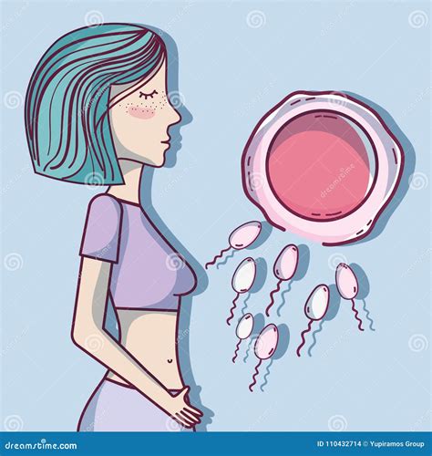 Pregnancy with Ovary and Spermatozoon Fecundation Process Stock Vector ...