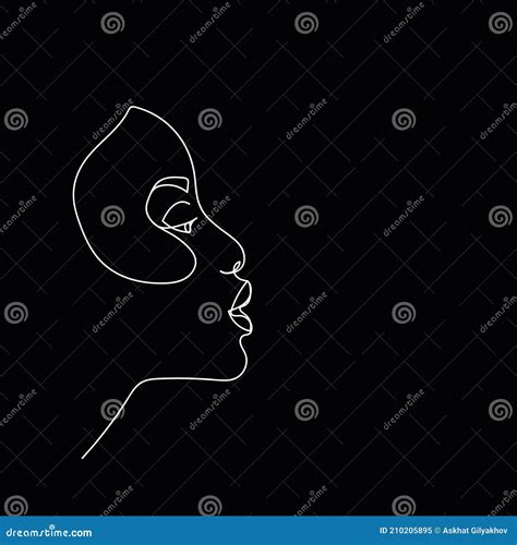 Continuous Line Abstract Face Contemporary Female Portrait Hand Drawn