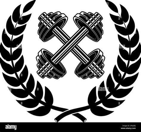 Emblem Template With Crossed Dumbbells And Wreath Design Element For