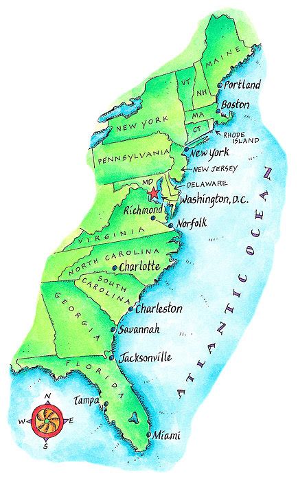 East Coast Map With Cities Shawn Dolorita