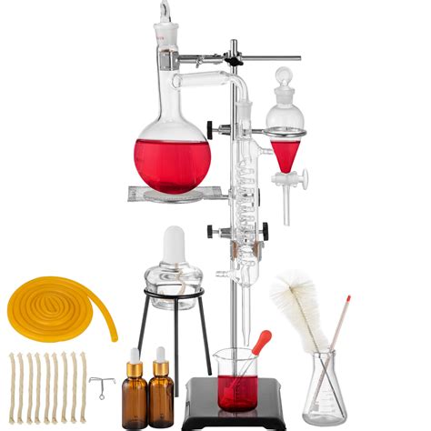 VEVOR Distillation Apparatus 500ML Lab Glassware Kit Glass Distilling