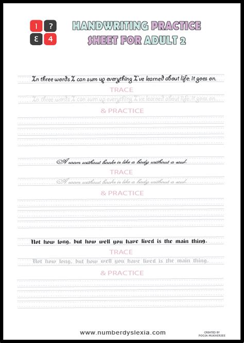 Printable Handwriting Worksheets For Adults