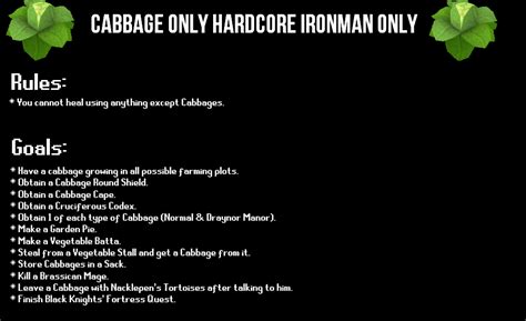 Cabbage Only Hardcore Ironman Only Progress Log 1 R 2007scape