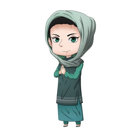 Illustration Of Cartoon Anime Hijab Happy Ramadan And Eid Mubarak Cute