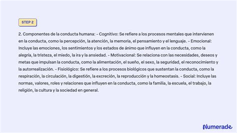 Solved Elabora Un Mapa Conceptual Sobre Los Componentes De La Conducta Humana Teniendo En