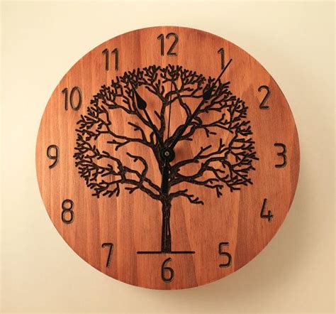 Pine Tree Clock Forest Decor Wood Clock Wall Clock Wooden Wall Clock