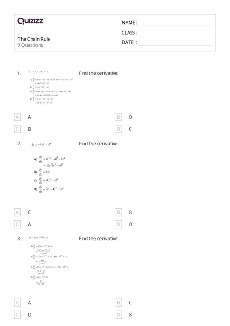 50 Chain Rule Worksheets For 11th Grade On Quizizz Free And Printable