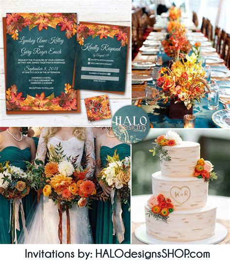 Teal And Orange Fall Wedding