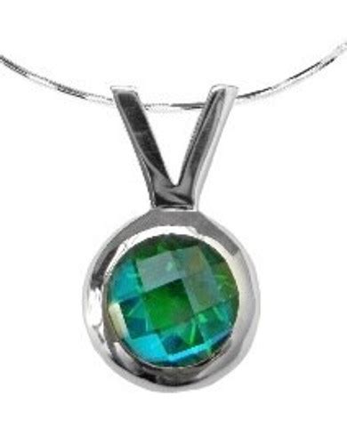 Sterling Silver Siesta Key Watercolor Gemstone Florida Sun Pendant