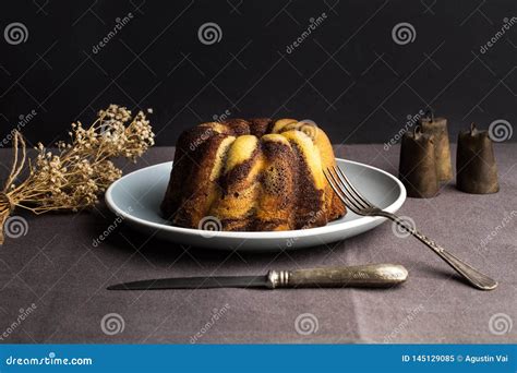 A Chocolate And Vanilla Marble Cake Stock Image Image Of Vanilla Baked 145129085