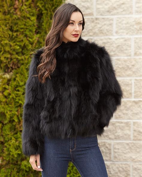 The Melodie Black Fox Fur Bomber: FurHatWorld.com