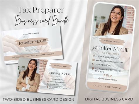 Tax Preparer Digital Business Card Standard Business Card Bundle Tax