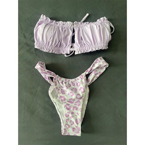 Bikini สมวง บนเกาะอก ลางกางเกงลาย Shopee Thailand