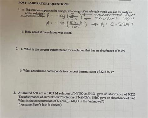 Solved POST LABORATORY QUESTIONS 1 A If A Solution Appears Chegg