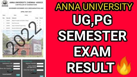 Anna University Ug And Pg Result 2022 Ug And Pg Online Semester Exam