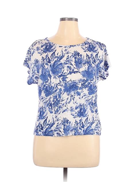 Cynthia Rowley Tjx 100 Linen Blue Short Sleeve T Shirt Size Xl 50