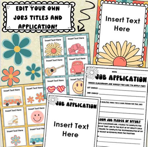 Classroom Jobs Helpers Chart Labels Signs Groovy Retro Vibes Theme